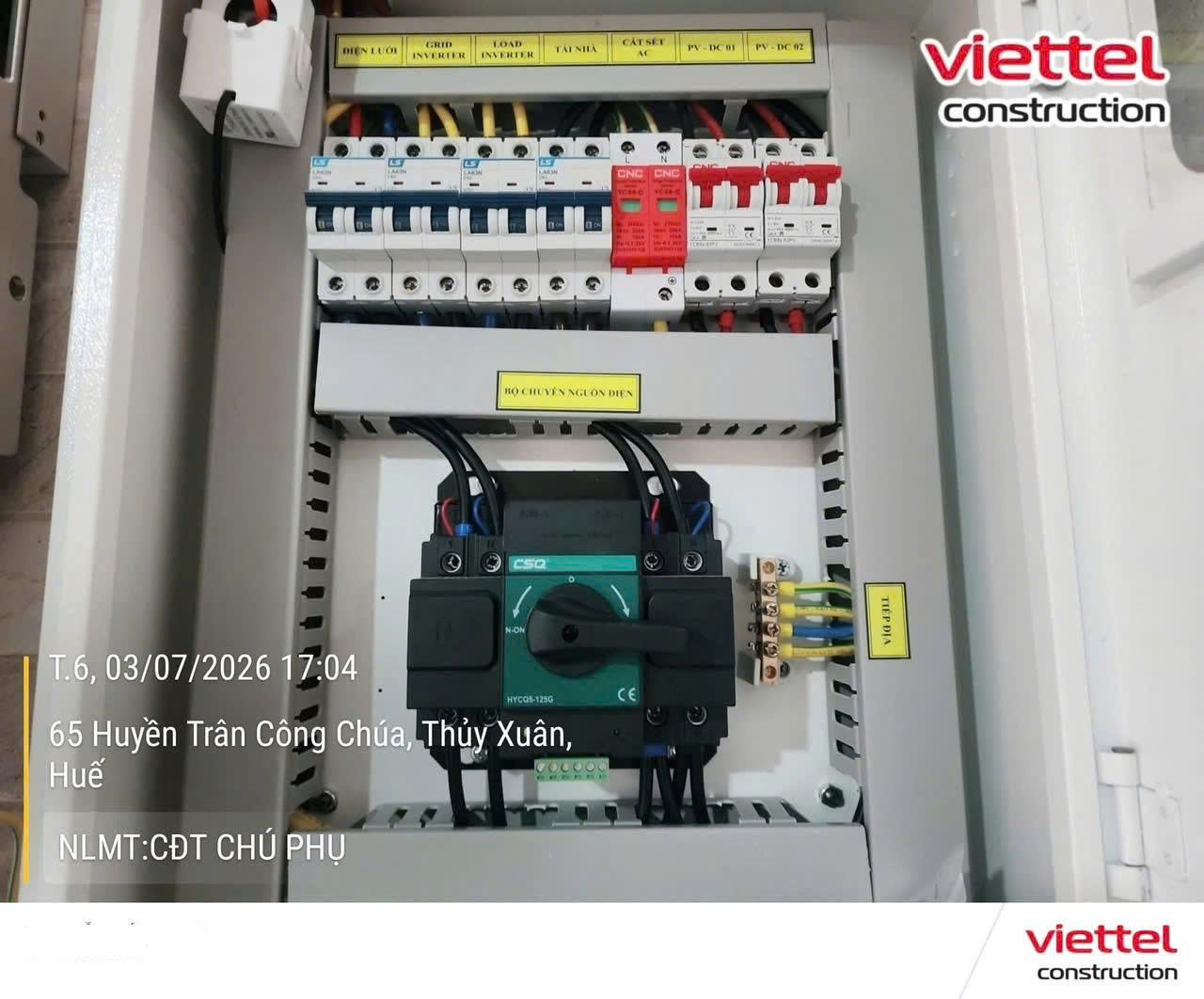 Công trình điện năng lượng mặt trời Viettel Construction đã lắp đặt 5